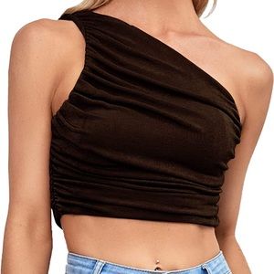 Ruched One Shoulder Crop Top